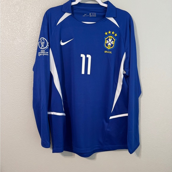 Brazil 2002 Ronaldinho World Cup away long sleeve soccer jersey - Picture 2 of 5